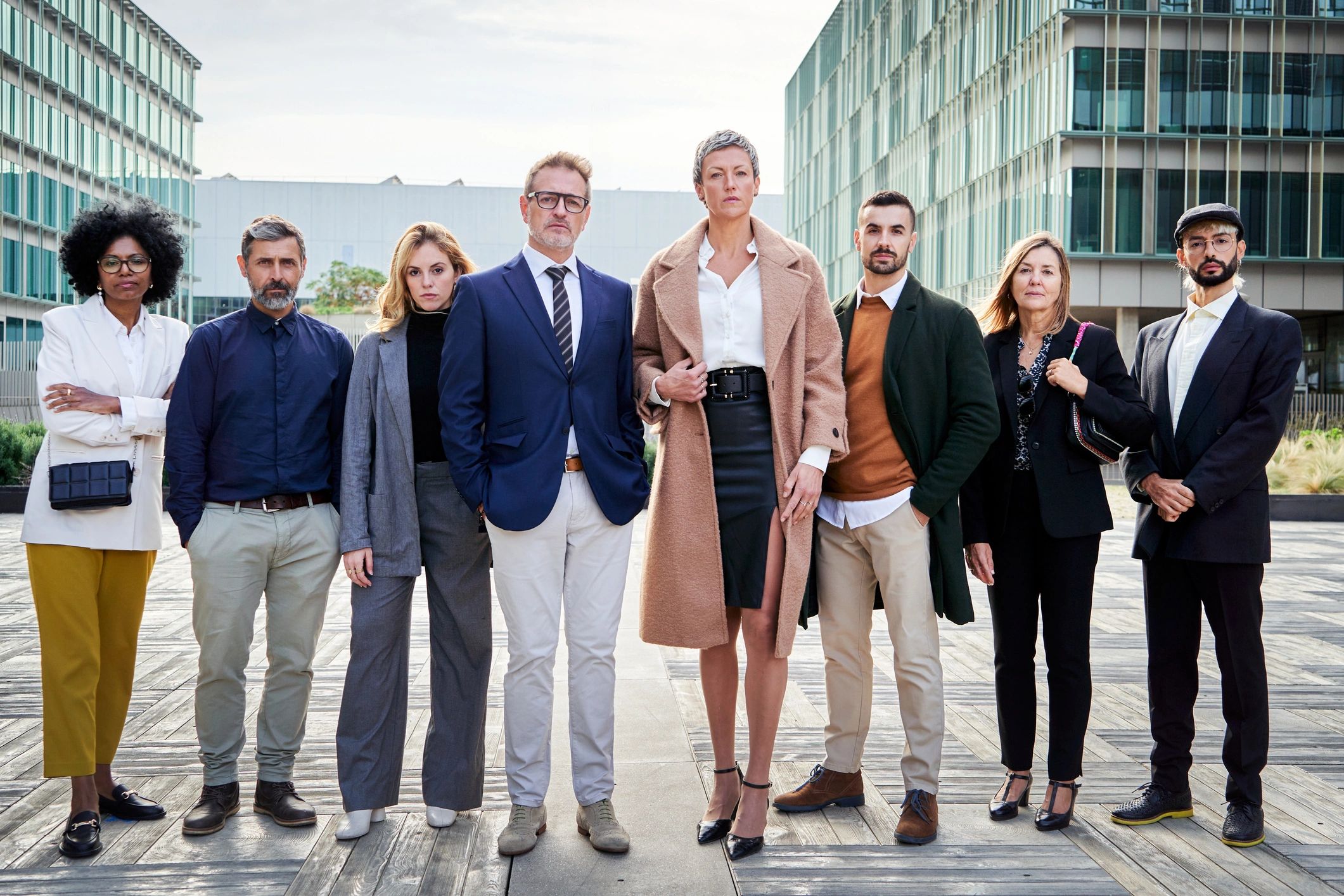 Confident business professionals in a financial district