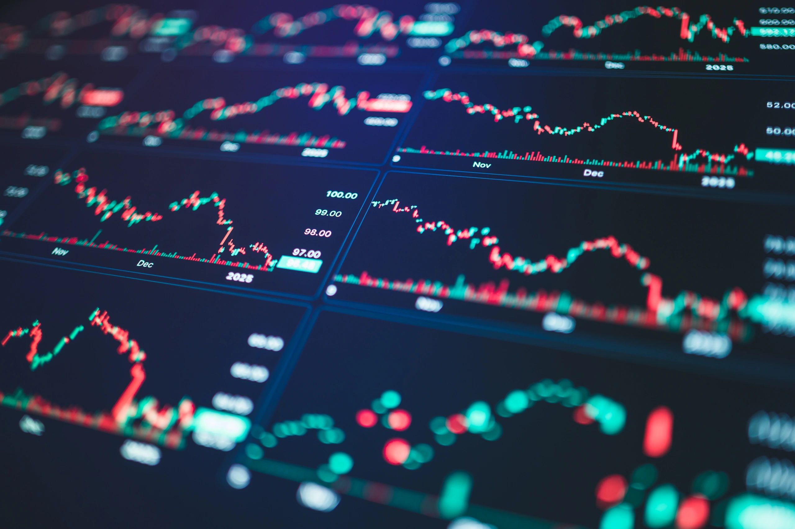 Digital financial data screen representing crisis monitoring and live intelligence